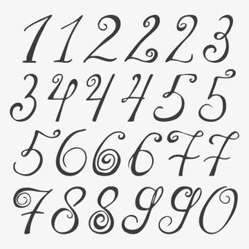 Hand drawn numbers. Vector sketch illustration isolated on white background Stock-Illustration