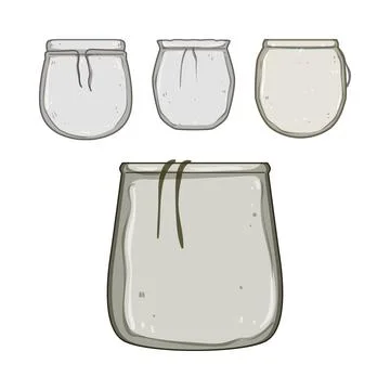 Hand drawn nut milk strainer bag set Stock Illustration