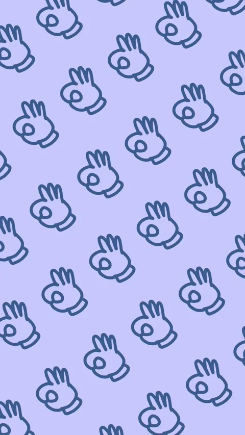 Hand-drawn OK hand sign seamless pattern on an abstract vertical blue background Stock Footage 340863262