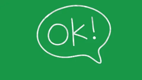 Hand Drawn OK Speech Bubble Animation Green Screen White Doodle Chat Motion Stockbeeldmateriaal 334579373
