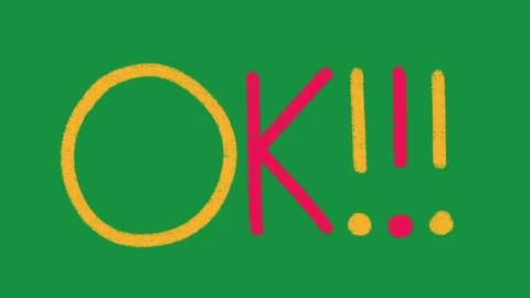 Hand Drawn OK Text Animation Overlay with Colorful Cartoon Agreement Lettering  Stock Footage 335124736