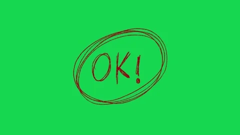 Hand Drawn OK Text in Circle Animation on Green Screen Positive Feedback Overlay Vidéo 334608702