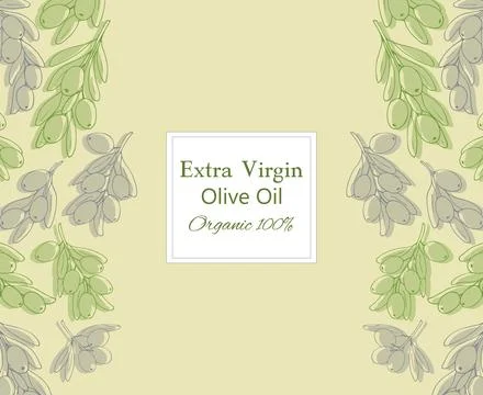 Hand drawn olive background Stock Illustration