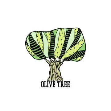 Hand drawn olive tree Stock Illustration