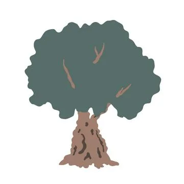 Hand-drawn olive tree. Vector cartoon doodle illustration, isolated vector. Stock Illustration