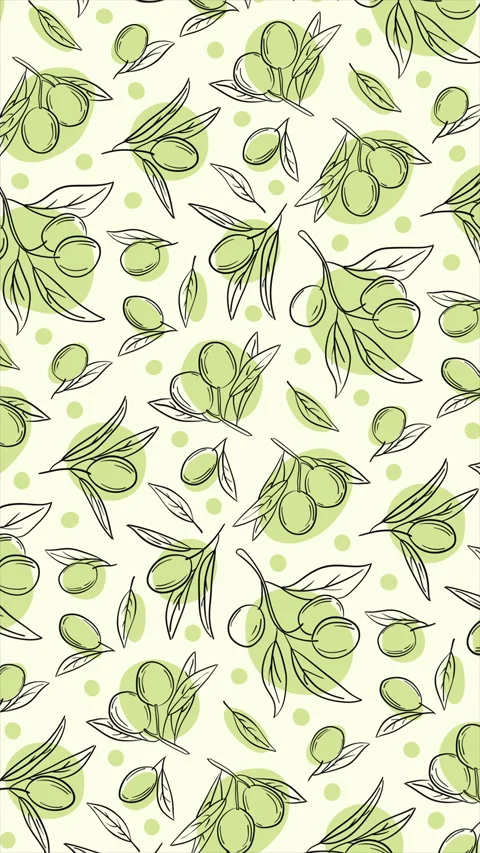 Hand drawn olives background on a seamless loop Stock Footage 310799419