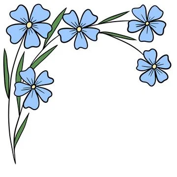 Hand drawn one black line illustration of floral flowers leaves. Elegant leaf Stock Illustration