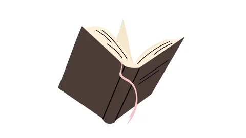 Hand drawn open book with flipping pages on white background Video stock 342502853