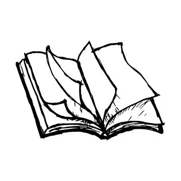 Hand Drawn OPEN Book Stock Illustration