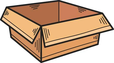 Hand Drawn open box illustration in doodle style Illustrazione stock