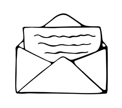 Hand Drawn Open Envelope Letter Doodle Icon Mail Message Communication Illu.. Stock Illustration