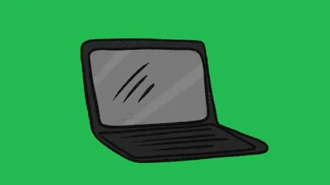 Hand-Drawn Open Laptop Computer | 2D Animated Technology Icon on green screen  Vídeos de archivo 333983016
