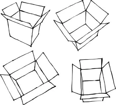 Hand drawn open white boxes on white Stock Illustration