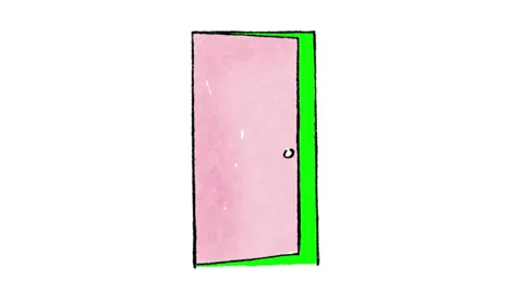 Hand drawn opening door 스톡 동영상 32211736