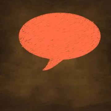Hand drawn orange chalked speech on design background Stock-Illustration