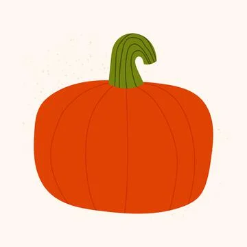 Hand drawn orange pumpkin. Vector isolated fall vegetable on light background Stock Illustration