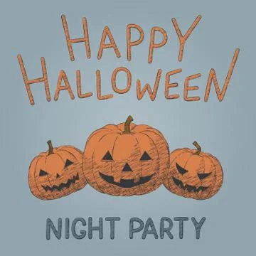 Hand drawn orange pumpkins vector illustration Stock Illustration