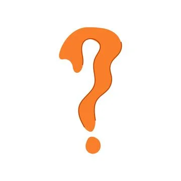 Hand drawn orange question mark symbol on white background Stock Illustration