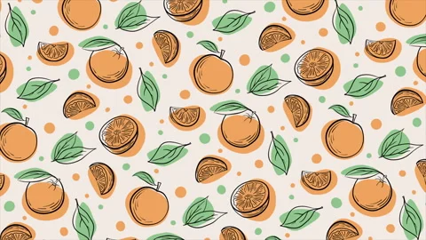 Hand drawn oranges background on a seamless loop Stock Footage 309036748