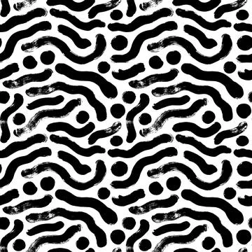 Hand drawn organic shapes vector seamless pattern. Stock Illustration