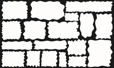 Hand drawn organic white speech bubbles wavy rectangular shapes. This irreg.. 스톡 일러스트