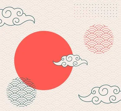 Hand drawn oriental cloud illustration Stock Illustration