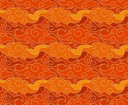 Hand drawn oriental cloud pattern Stock Illustration