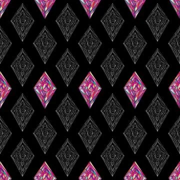 Hand drawn ornament pattern. Vector geometric tracery seamless background. Stock Illustration