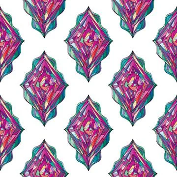 Hand drawn ornament pattern. Vector geometric tracery seamless background. Stock Illustration