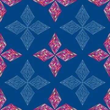 Hand drawn ornament pattern. Vector geometric tracery seamless background. Stock Illustration