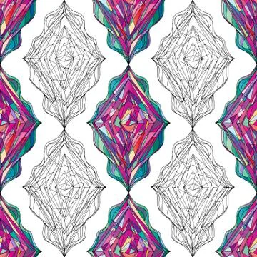 Hand drawn ornament pattern. Vector geometric tracery seamless background Stock Illustration