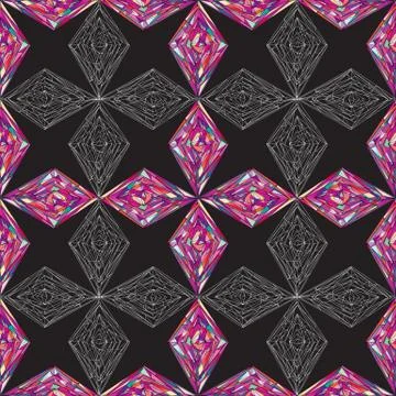 Hand drawn ornament pattern. Vector geometric tracery seamless background Stock Illustration