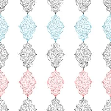 Hand drawn ornament pattern. Vector geometric tracery seamless background Stock Illustration