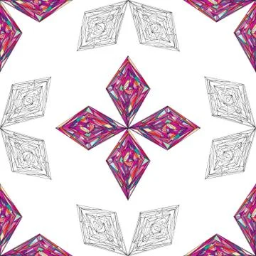 Hand drawn ornament pattern. Vector geometric tracery seamless background Stock Illustration