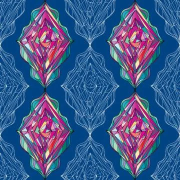 Hand drawn ornament pattern. Vector geometric tracery seamless background Stock Illustration