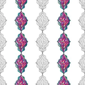 Hand drawn ornament pattern. Vector geometric tracery seamless background Stock Illustration