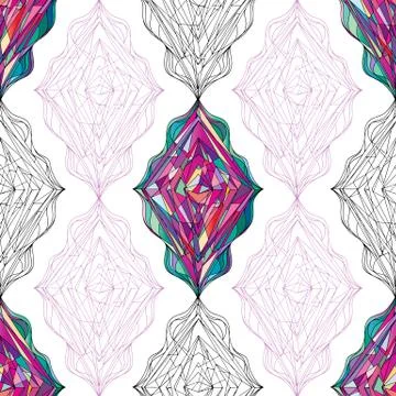 Hand drawn ornament pattern. Vector geometric tracery seamless background Stock Illustration