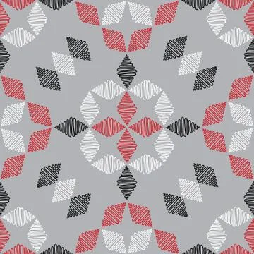 Hand drawn ornament pattern. Vector geometric tracery seamless background Stock Illustration