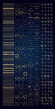 Hand Drawn Ornamental Frames, Borders, Dividers, corner, Swirls, and Flourish Stock Illustration
