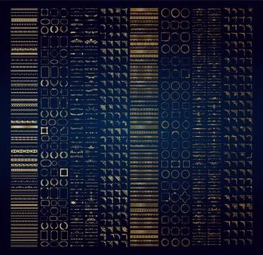 Hand Drawn Ornamental Frames, Borders, Dividers, corner, Swirls, and Flourish Stock Illustration