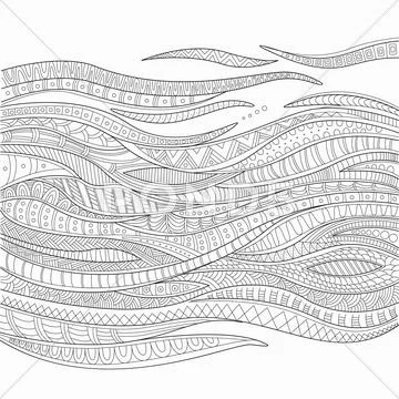 Hand drawn outline abstract ornamental ethnic stripe background Stock Illustration
