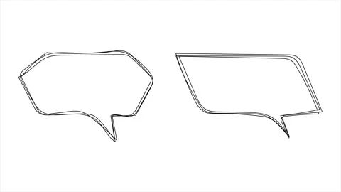 Hand drawn outline chat bubble animation with geometric style for cartoon text Stock Footage 319409954
