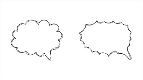 Hand drawn outline chat bubble animation with cloud style for cartoon text Stock Footage 319409959