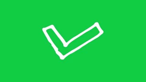 Hand drawn outline checkmark drawing on on green screen Vídeo Stock 348305467