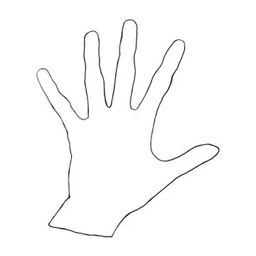 Hand drawn outline of hand. Element of design on theme of stop racism, differ Stock Illustration