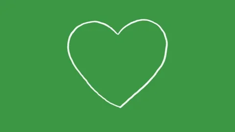Hand-Drawn Outline Heart Animation on Green Screen Stock Footage 318410153