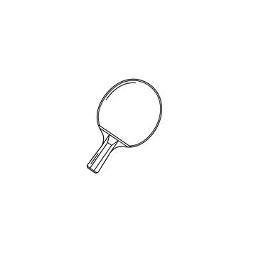 Hand-drawn outline sketch of a table tennis paddle with the outline captures Stock Illustration