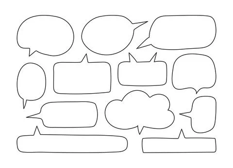 Hand drawn outline Speech bubbles with editable stroke. Doodle Speak empty cl Stock Illustration