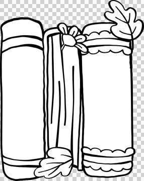 Hand Drawn Outline of Stacked Fall Books with Floral Accents. Stock Illustration