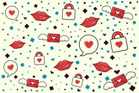 Hand Drawn Outline Valentines Objects Background Vector Design Stock Illustration